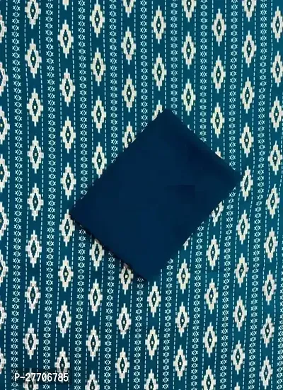 Elegant Blue Poly Crepe Printed Fabric (by meter) For Women