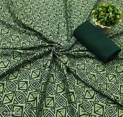 Elegant Green Poly Crepe Printed Fabric (by meter) For Women-thumb0