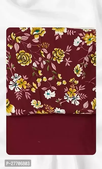 Elegant Maroon Poly Crepe Printed Fabric (by meter) For Women