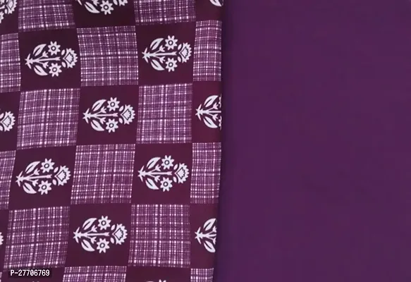 Elegant Purple Poly Crepe Printed Fabric (by meter) For Women