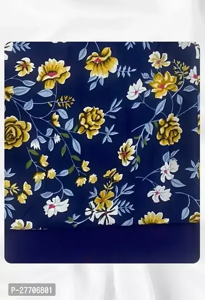 Elegant Blue Poly Crepe Printed Fabric (by meter) For Women