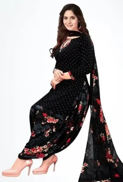 Classic Poly Crepe Dress Material with Dupatta for Women