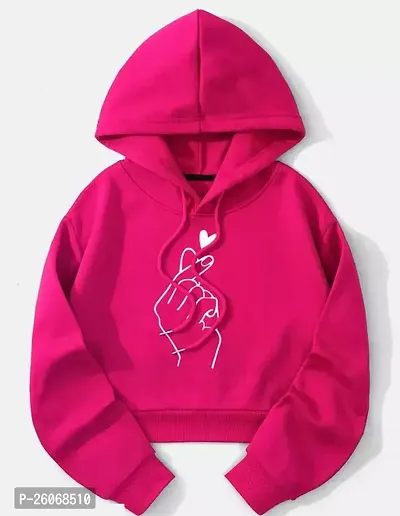Stylish Magenta Fleece Printed Sweatshirt For Women-thumb0
