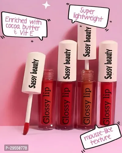 SASSY BEAUTY Professional color liquid lipstick pack 4  (RED ,16 ML)