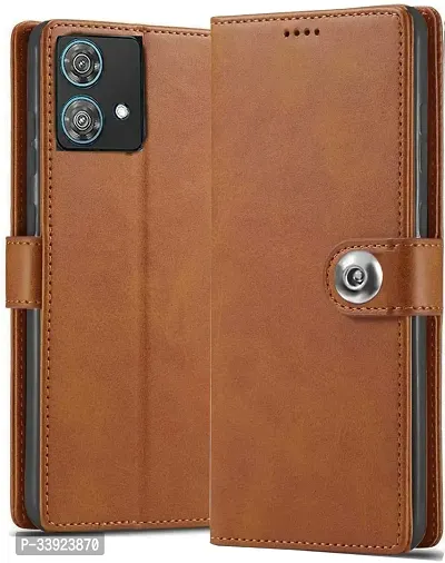 COVERBLACK Magnetic Case Artificial Leather Silicon Flip Cover for MOTO Edge 40Neo - Vintage Brown