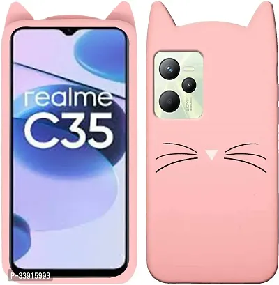 COVERBLACK Dual Protection Rubber Back Cover for Realme C35 - Baby Pink