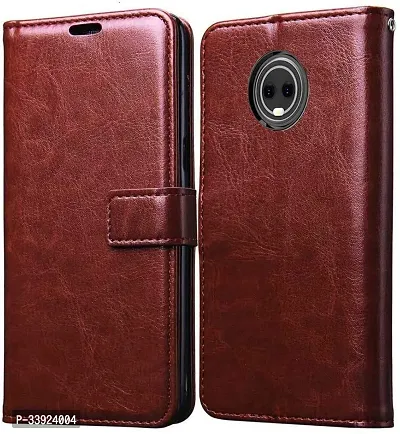 COVERBLACK Magnetic Case Artificial Leather Silicon Flip Cover for Motorola Moto G6 - Tan Brown-thumb0