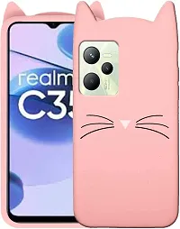 COVERBLACK Dual Protection Rubber Back Cover for Realme C35 - Baby Pink-thumb1