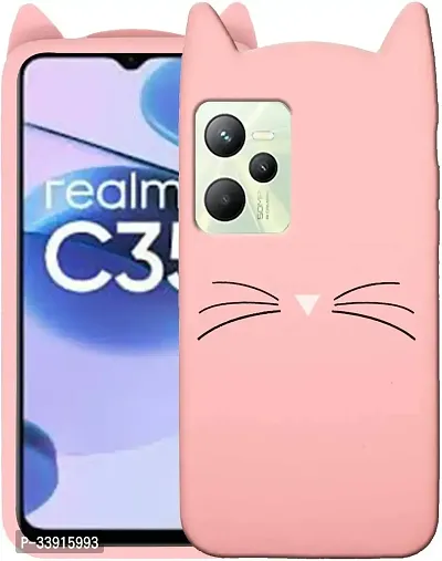 COVERBLACK Dual Protection Rubber Back Cover for Realme C35 - Baby Pink-thumb2