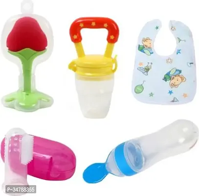 Mumas Love 5 Pieces Combo Set For Your New Born Babies (Multicolor) - Silicone (Blue, Pink, Red, skyblue, Green)-thumb0