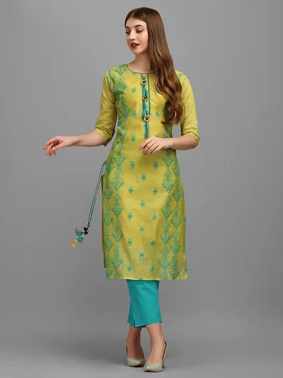 Elegant Poly Chanderi Embroidered With Fancy Latkan Kurti For Women