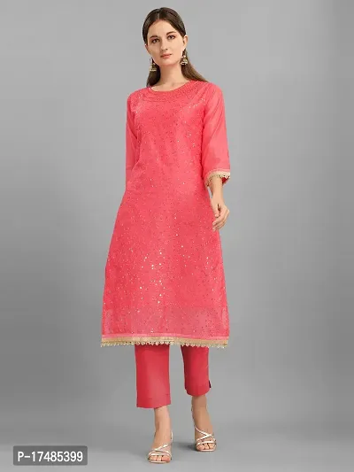 Chanderi Fabric Kurta With Stunning Embroidery Work