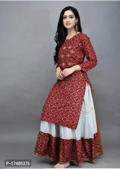 Rayon Printed Kurta With Bottom-thumb0