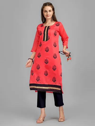 Stylish Fancy Poly Chanderi Heavy Embroidery Work With Fancy Latakan Kurti For Women