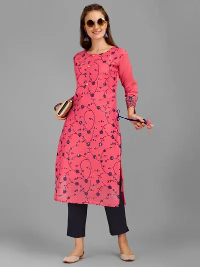 Stylish Fancy Poly Chanderi Heavy Embroidery Work With Fancy Latakan Kurti For Women