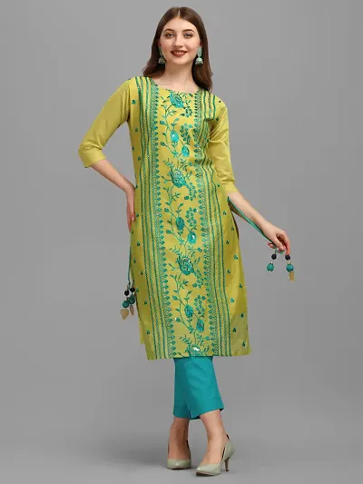 Trendy Chanderi Silk Straight Kurti