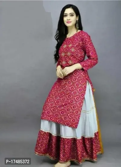 Rayon Printed Kurta With Bottom-thumb0