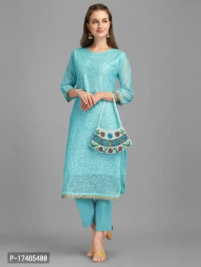 Chanderi Fabric Kurta With Stunning Embroidery Work