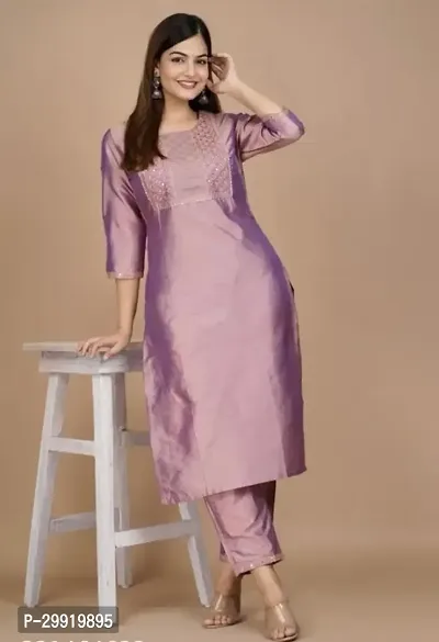 Fancy Taffeta Silk Kurta Bottom Set For Women