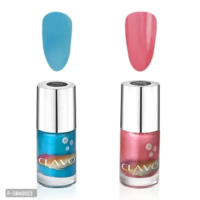 Clavo Fiery Frost Mini Nail Polish - Combo of 2 - Azure, Flamingo-thumb0