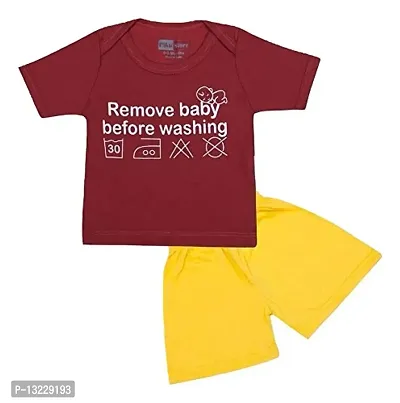 Piku Store Hosiery Multi-Color Half Sleeves T-Shirt  Short Set for Baby Girls  Boys-thumb0