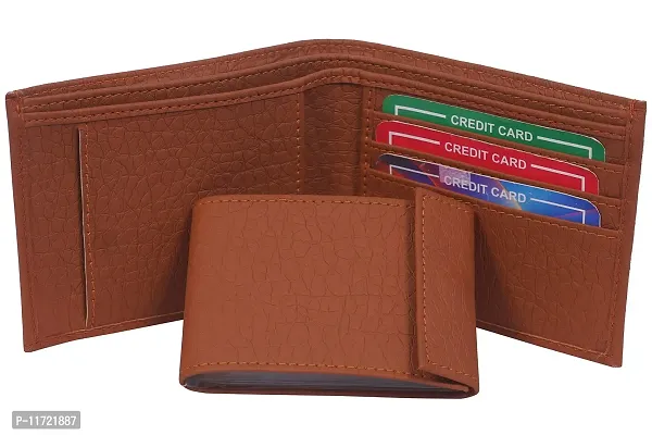 Men Casual, Trendy Tan Artificial Leather Wallet (11 Card Slots)-thumb4