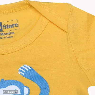 Piku Store Hosiery Multi-Color Half Sleeves T-Shirt & Short Set for Baby Girls & Boys (18-24 Months, HSYellow(Monkey)+Black)-thumb4