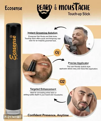 Ecosense Beard  Moustache Touchup Stick: Instant Beard Perfection |Ecosense Beard Color Pencil For Men Brown, Beard Pen, Beard Dye for Men Long Lasting Coverage, Mustache, Beard  Eyebrows 3 gm.-thumb2