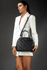 Estalon Tote Bag for Women - Premium Faux Leather Ladies Bag  Hand Bag, PU Shoulder Bags for Women, Stylish Satchel Bag for Everyday Use (BLACK)-thumb3