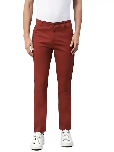 Coral Red rolled up Chino pants