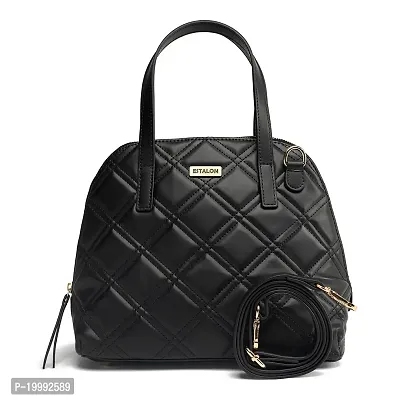 Estalon Tote Bag for Women - Premium Faux Leather Ladies Bag  Hand Bag, PU Shoulder Bags for Women, Stylish Satchel Bag for Everyday Use (BLACK)-thumb0