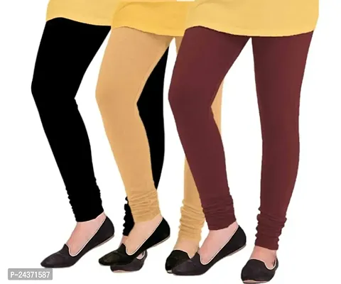 Zemi Pack of 3 Winter Wear Woolen/Thermal Leggings for Women  Girls ( Color:: Black::Beige::Maroon )-thumb0