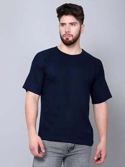 Stylish Solid Drop Shoulder Round Neck Tees For Men