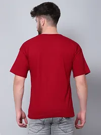 Stylish Maroon Cotton Solid Drop Shoulder Round Neck Tees For Men-thumb3