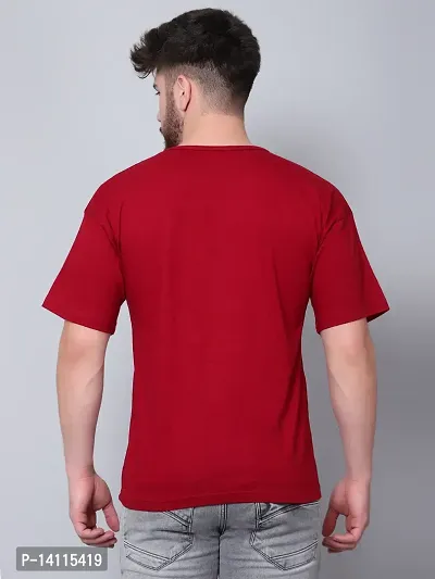 Stylish Maroon Cotton Solid Drop Shoulder Round Neck Tees For Men-thumb4