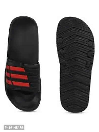 Stylish Red PU Solid Sliders For Men-thumb0