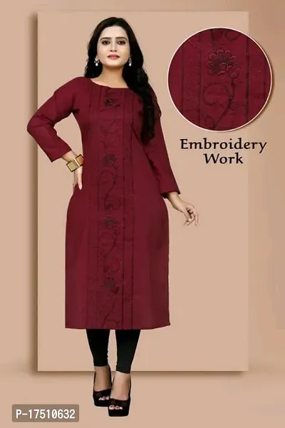 A-Line Maroon  Crepe Kurta For Women-thumb0