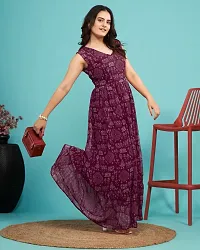 Beautiful Indo-western Magenta Bollywood Georgette Gown-thumb2