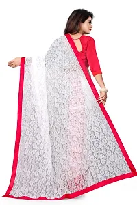 Elegant White Polycotton Saree with Blouse piece For Women-thumb3