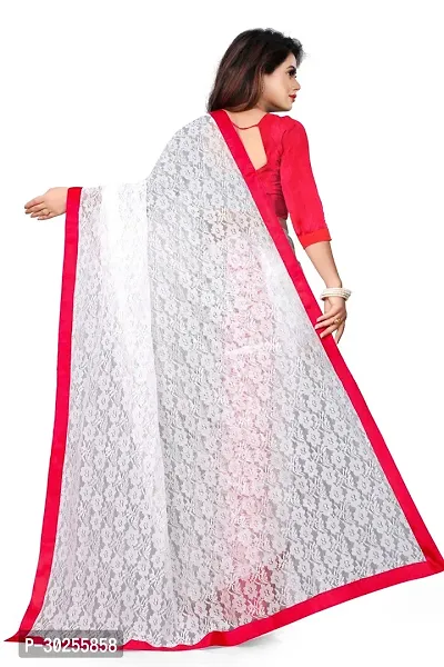 Elegant White Polycotton Saree with Blouse piece For Women-thumb4