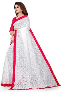 Elegant White Polycotton Saree with Blouse piece For Women-thumb2