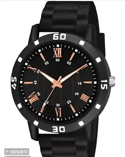 Stylish Black PU Analog Watch For Men-thumb0