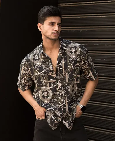 Uiriuy Men's Rayon Digital Print Casual Shirt