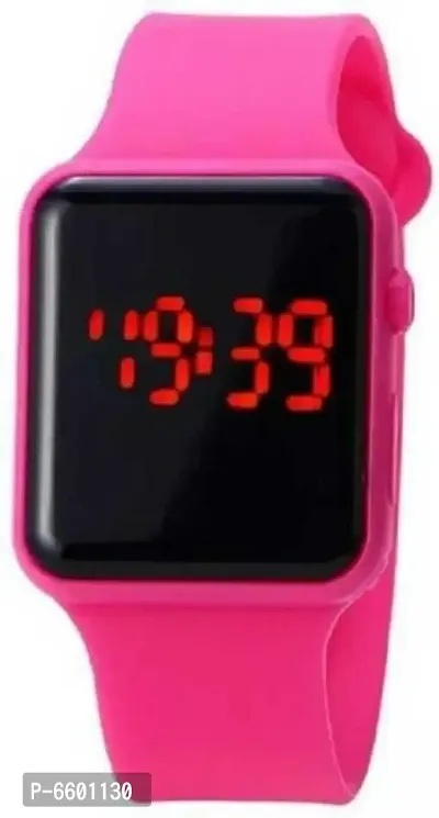 Alluring Pink Rubber Digital Watches For Men-thumb0