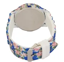 Stylish Rubber Strap Floral Design Printed Analogs Watches for Women And Girls-thumb1