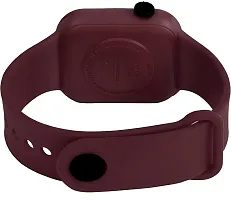 Maroon silicon belt Black dial digital watch with fake foot step count heart beat and calory burn detector-thumb1