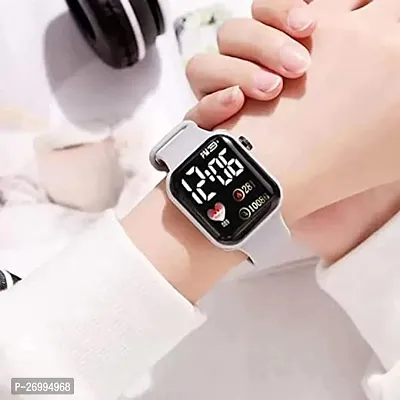 Grey colored silicon belt black dial digital watch for men and women, boys and girls-thumb5