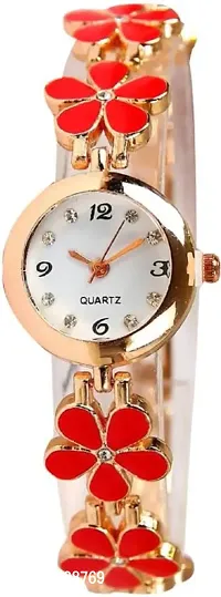 Five Petal Red Flower analog Watch for beautiful Women and gorgeous Girls