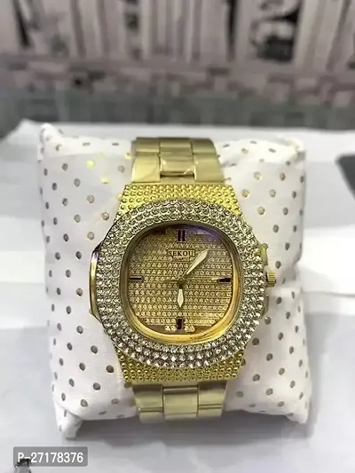 Golden Colored Stone studded Analog Watch for Women