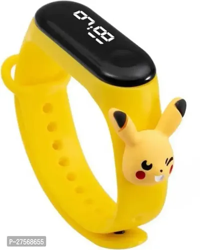Yellow Silicon belt cartoon character attached in belt touch screen digital band watch for boys and girls